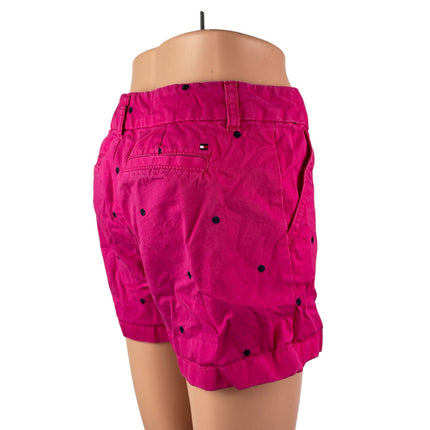 Tommy Hilfiger Women's Pink Embroidered Polka Dots Mid Rise Mini Shorts Size 2