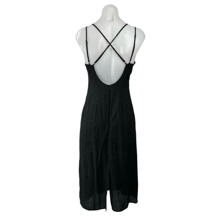 L.A. Hearts Black Lace Sleeveless V Neck Cami Camisole Slit Midi Slip Dress Sz S
