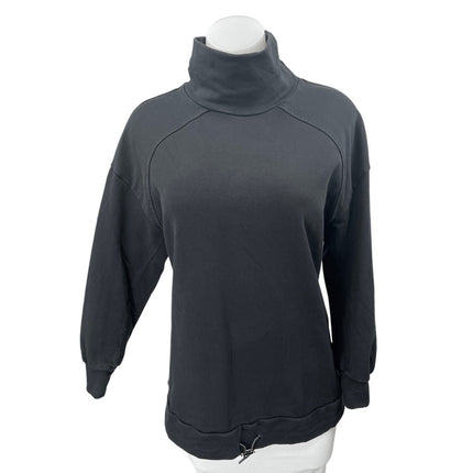 Varley Women's Black Long Sleeve Turtleneck Drawstring Sweatshirt Sweater Top S