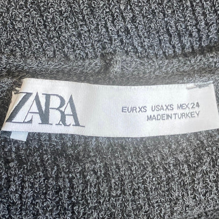 Zara Gray Long Sleeve V Neck Knit Sculpt Stretch Slim Maxi Bodycon Dress Size XS