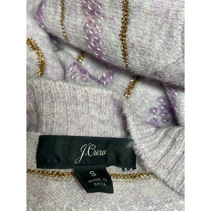 J.Crew Womens Purple Lilac Sequin Striped Knit Long Sleeve Sweater Top Size S