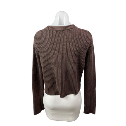 Cotton Candy LA Women's Brown Ribbed Knit Long Sleeve Crew Neck Sweater Top M
