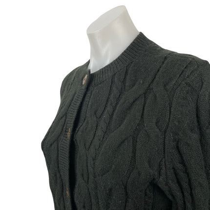 Ann Taylor LOFT Black Cable Knit Long Sleeve Button Down Cardigan Sweater Top S