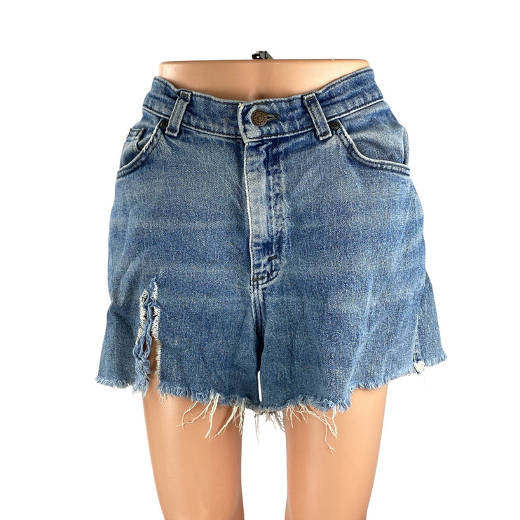 Lee Women's High Rise Ripped Distressed Raw Frayed Hem Cutoff Denim Shorts Sz 30