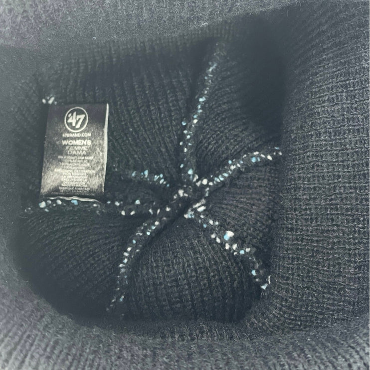 47 Brand Women's Black Blue Rhode Island Argyle Knit Bonnet Beanie Hat Cap OS