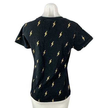 French Connection Black Lightning Bolts Crew Neck Short Sleeve Tee T-Shirt Top M