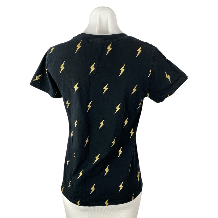 French Connection Black Lightning Bolts Crew Neck Short Sleeve Tee T-Shirt Top M