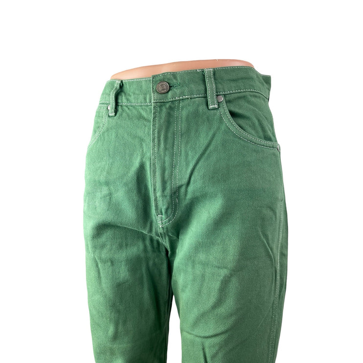 Reformation Jeans Green High Rise Barrel Wide Leg Carpenter Denim Jeans Pants 26