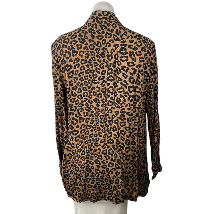Beach Riot Brown Leopard Animal Print Open Front Long Sleeve Cardigan Top Size S