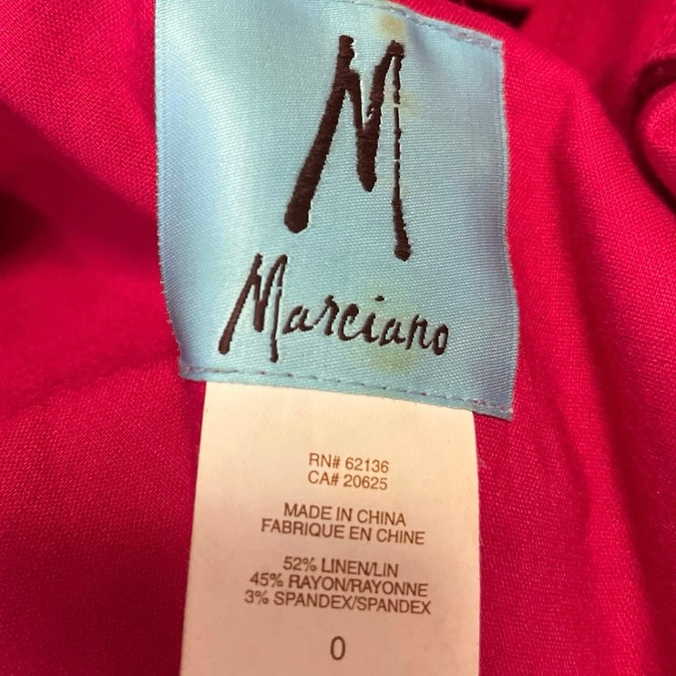 Marciano Pink Linen Double Breasted Button Collar Crop Blazer Coat Jacket Top 0