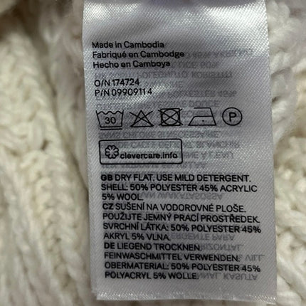 H&M White Ribbed Knit Turtleneck Long Sleeve Oversized Pullover Sweater Top XL