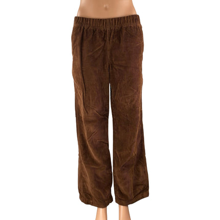 Aritzia TNA Women's Brown Corduroy Pull On High Rise Wide Leg Trousers Pants S