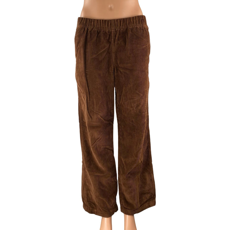 Aritzia TNA Women's Brown Corduroy Pull On High Rise Wide Leg Trousers Pants S