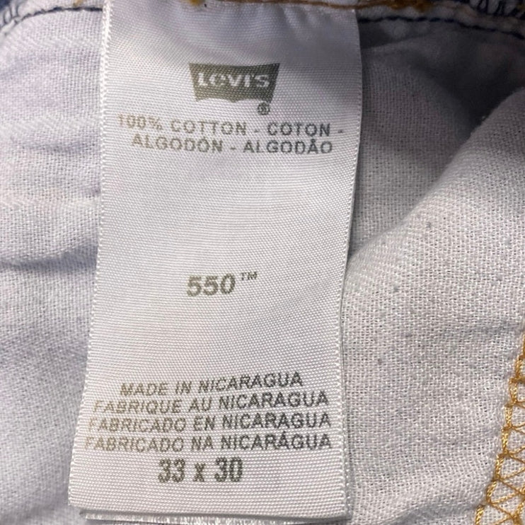 Levi's 550 Men's Blue Distressed Straight Leg Relaxed Fit Denim Jeans Size 33