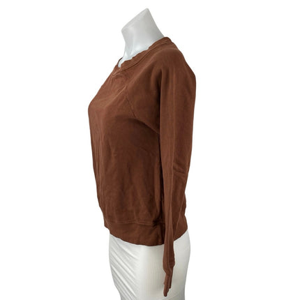Mate The Label Women's Brown Crewneck Long Sleeve Crop Sweatshirt Sweater Top XS