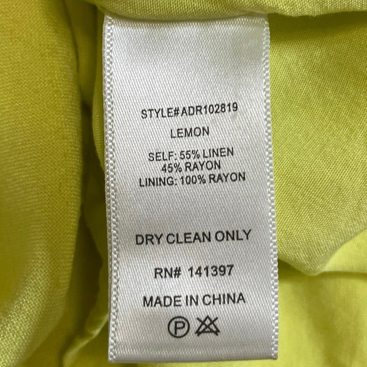 ASTR The Label Yellow Linen Sleeveless Cami Tank Pleated A Line Midi Dress Sz XS