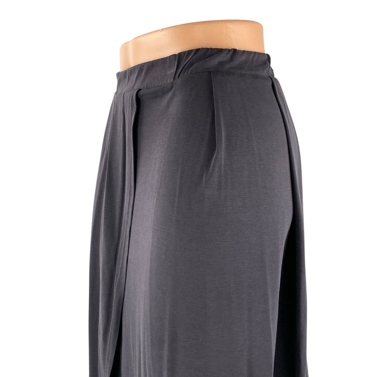 Women's Black High Waisted High Low Pleated Straight Tulip Midi Skirt Size S
