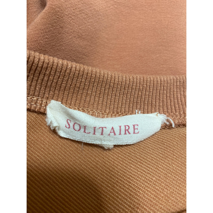 Salitaire Womens Orange Floral Embroidered Long Sleeve Sweatshirt & Shorts Set L