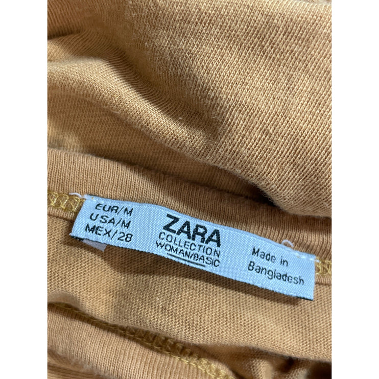 Zara Yellow Gold Half Sleeve Round Neck Wrap Waist Drape A Line Maxi Dress M