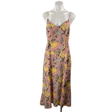 Reformation Chianti Pink Conga Tropical Floral Cami Sleeveless Midi Slip Dress M