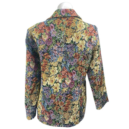 Shein Women's Multicolor Floral Notch Long Sleeve Blazer Coat Suit Jacket Size 6
