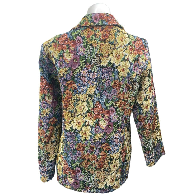 Shein Women's Multicolor Floral Notch Long Sleeve Blazer Coat Suit Jacket Size 6