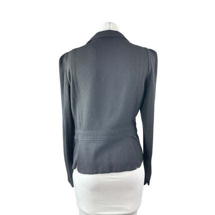 French Connection Women's Black Wool Belted Button Up Blazer Coat Jacket Size 12
