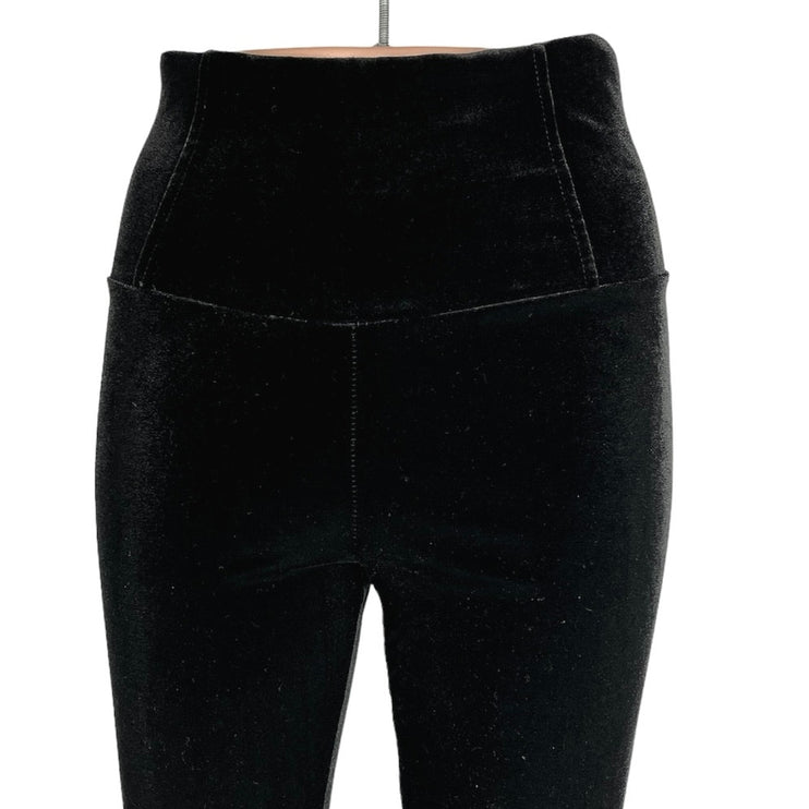 Design Lab Black Velvet Velour High Waist Stretch Ankle Cropped Pants Leggings S