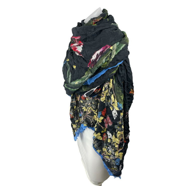 Zadig & Voltaire Maxy Signature Skull Multicolor Floral Blanket Scarf Stole OS
