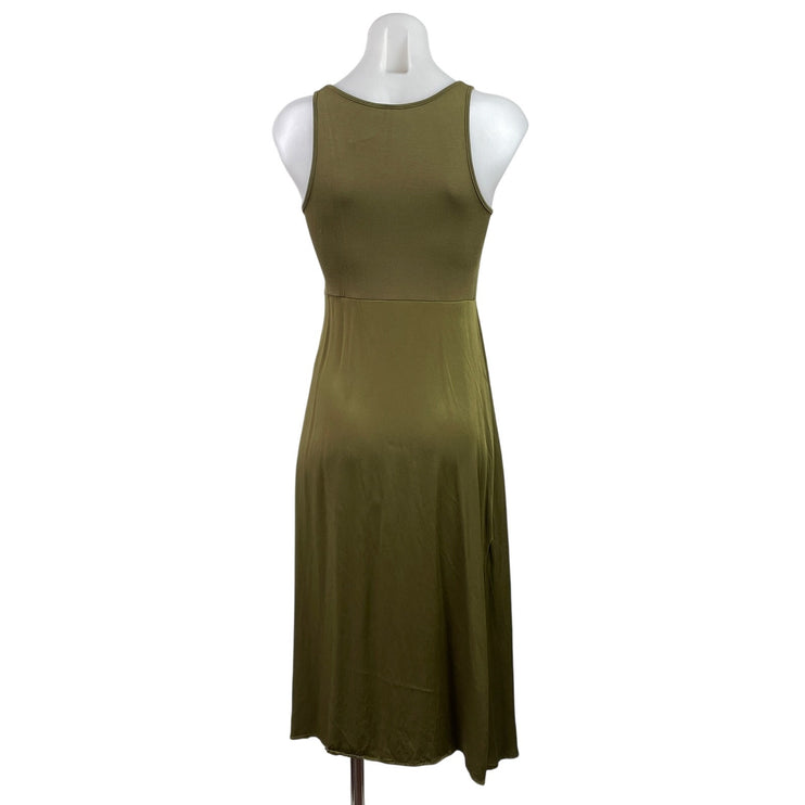 Anthropologie Olive Green Sleeveless Scoop Neck Tank Fit & Flare Midi Dress XS