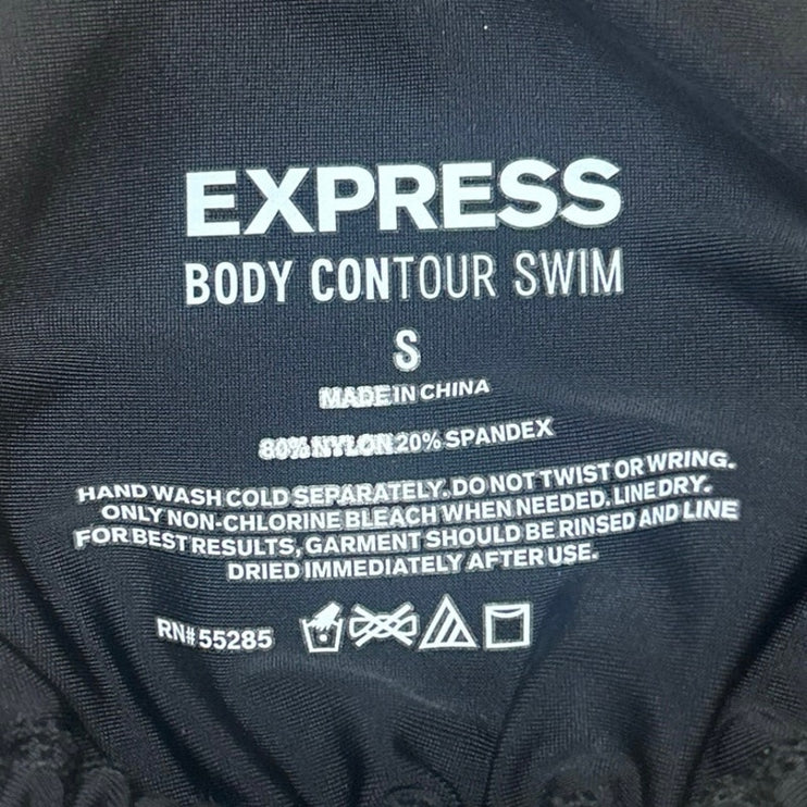 NEW Express Body Contour Swim Black Triangle Halter Bikini Swimwear Top Size S