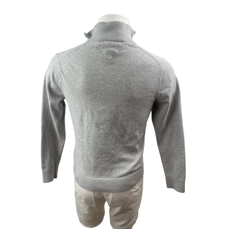 Tommy Hilfiger Men's Gray Logo Quarter Zip Long Sleeve Sweater Sweatshirt Top S