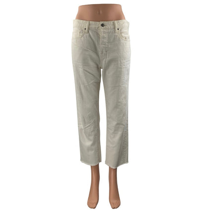 Vince Women's White High Waisted Frayed Raw Hem Straight Denim Jeans Pants Sz 26