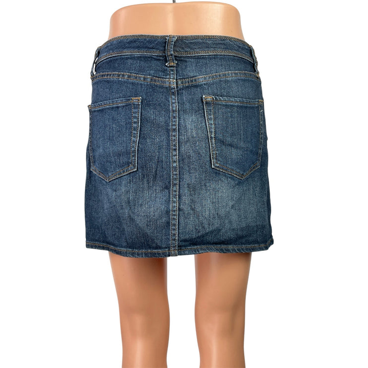 Gap Stretch Women's Blue Medium Wash High Waist Straight Denim Jean Skirt 2/26