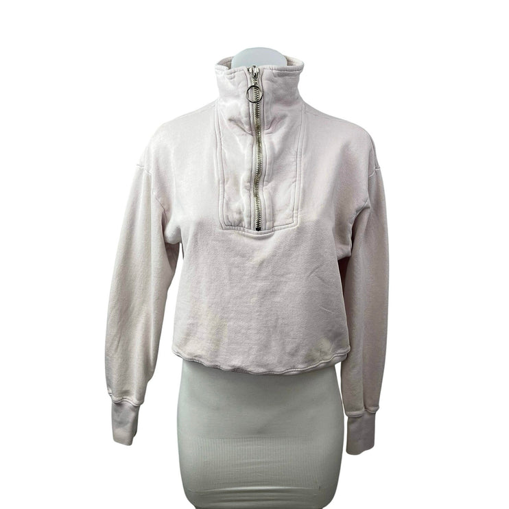 Sundry Gray Mock Neck Long Sleeve Crop Gym Activewear Sweater Sweatshirt Top 0