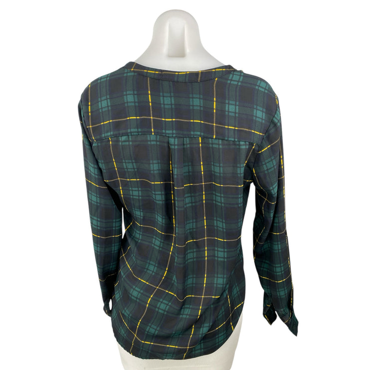 Alice Blue Women's Green Check Plaid Flannel Long Sleeve Button Up Shirt Top XS