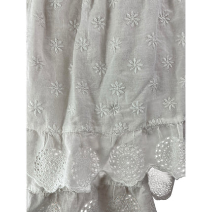 Gap White Eyelet Embroidered Elastic Waist Tiered Mini Flare A-Line Skirt Size M