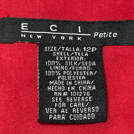 ECI Womens Red Floral Print Sleeveless Ruffle Layered Blouse Tank Top Size 12P