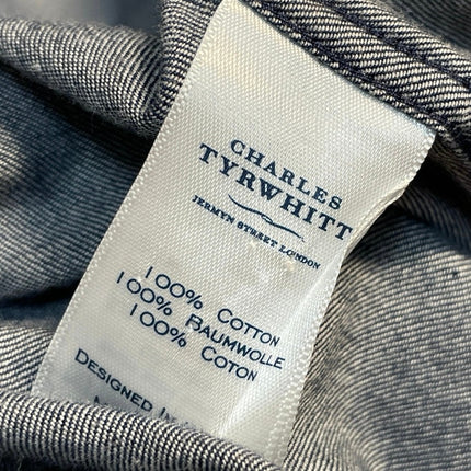 Charles Tyrwhitt Men's Blue Chambray Slim Long Sleeve Button Down Shirt Top S
