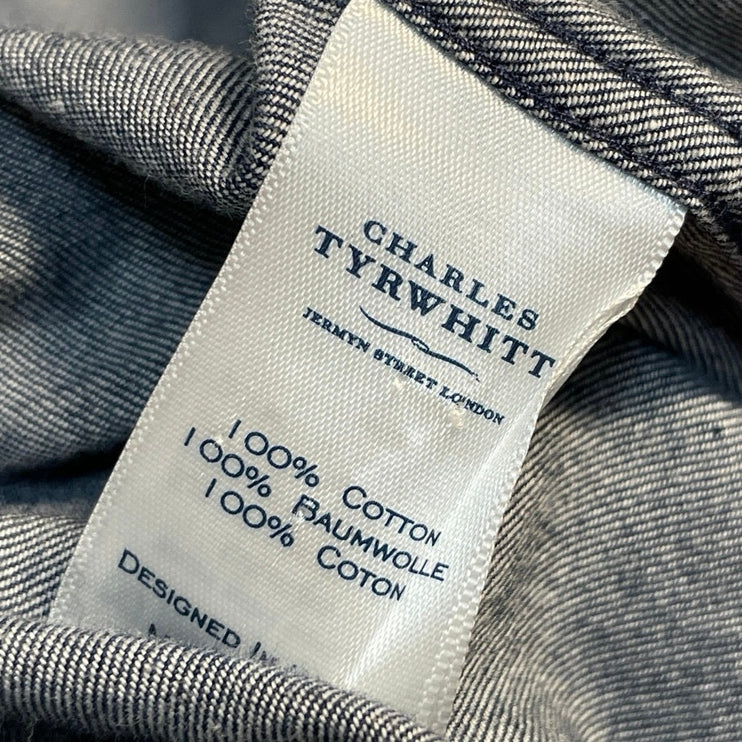 Charles Tyrwhitt Men's Blue Chambray Slim Long Sleeve Button Down Shirt Top S