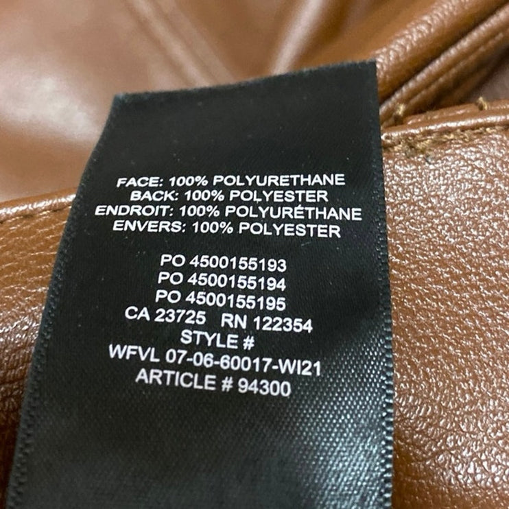 Aritzia Wilfred Free Women's Brown Faux Leather Vegan Trousers Pants Size 4