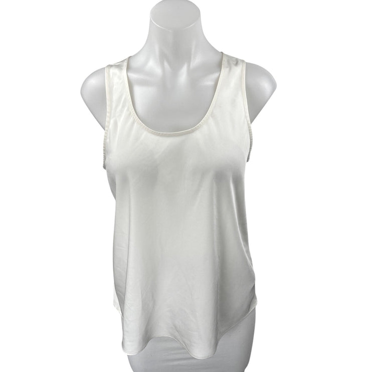J.Crew Women's White Sleeveless Scoop Neck Button Back Blouse Tank Top Size S