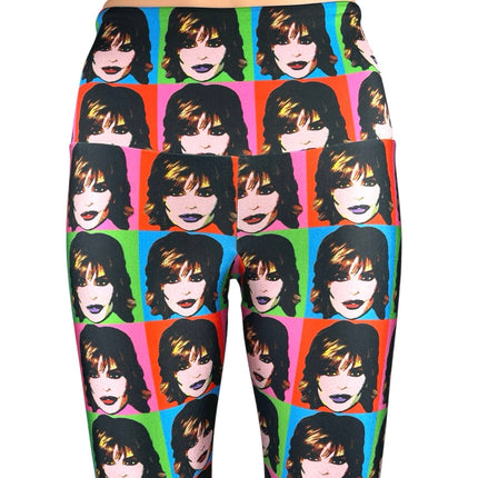 Goldsheep Lisa Rinna Multicolor Face Print Pop Art Skinny Yoga Leggings Pants XS
