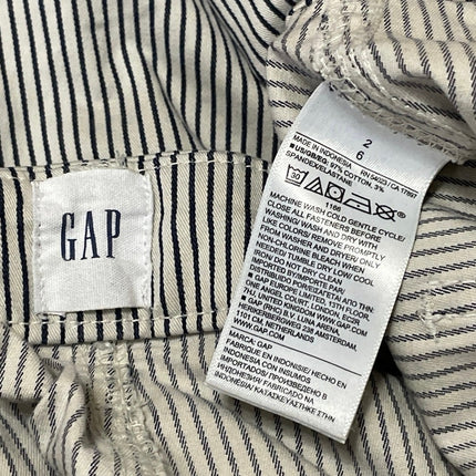 GAP Women's Black White High Rise Striped Relaxed Fit Utility Trouser Pants 26