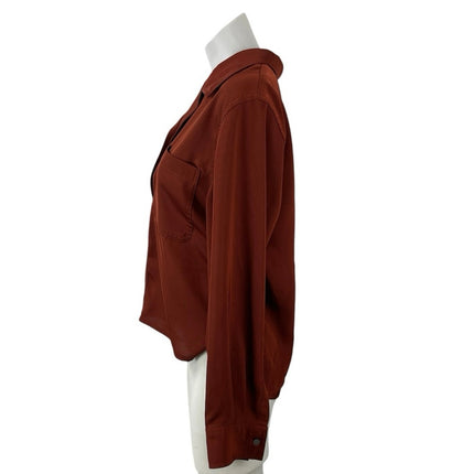 Banana Republic Brown Collared Long Sleeve Patch Pockets Shirt Blouse Top Size L