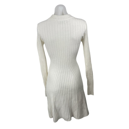 Hollister White Rib Knit Long Sleeve Mock Neck Ribbed Knit Mini A Line Dress S