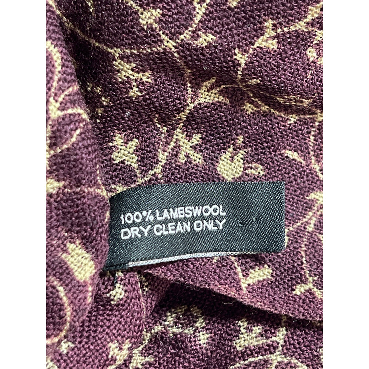 Barbour 100% Lambs Wool Purple Floral Winter Snow Shawl Wrap Neck Scarf One Size
