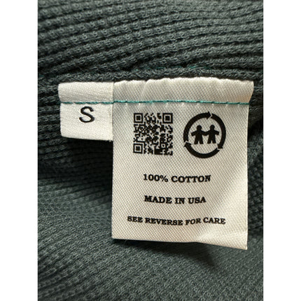 Zful Women's Green Long Sleeve Thermal Waffle Knit Hoodie Hooded Sweatshirt S