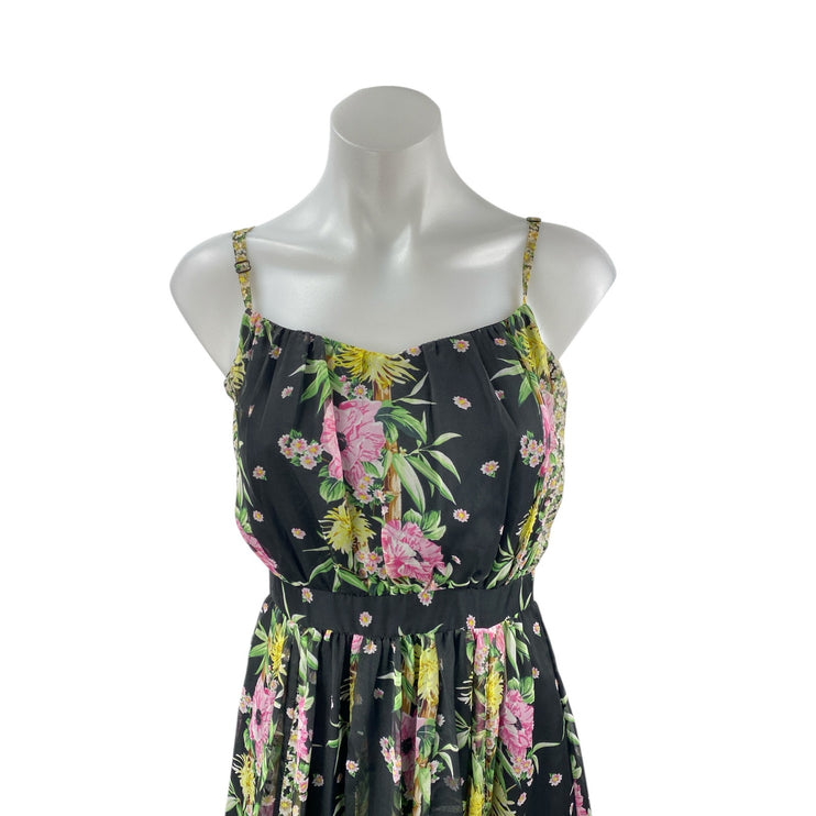 French Connection Multicolor Chiffon Floral Print Sleeveless Maxi A-line Dress 0