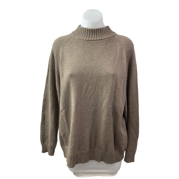 Jeanne Pierre Women's Tan Mock Neck Long Sleeve Sweatshirt Sweater Top Size 1X